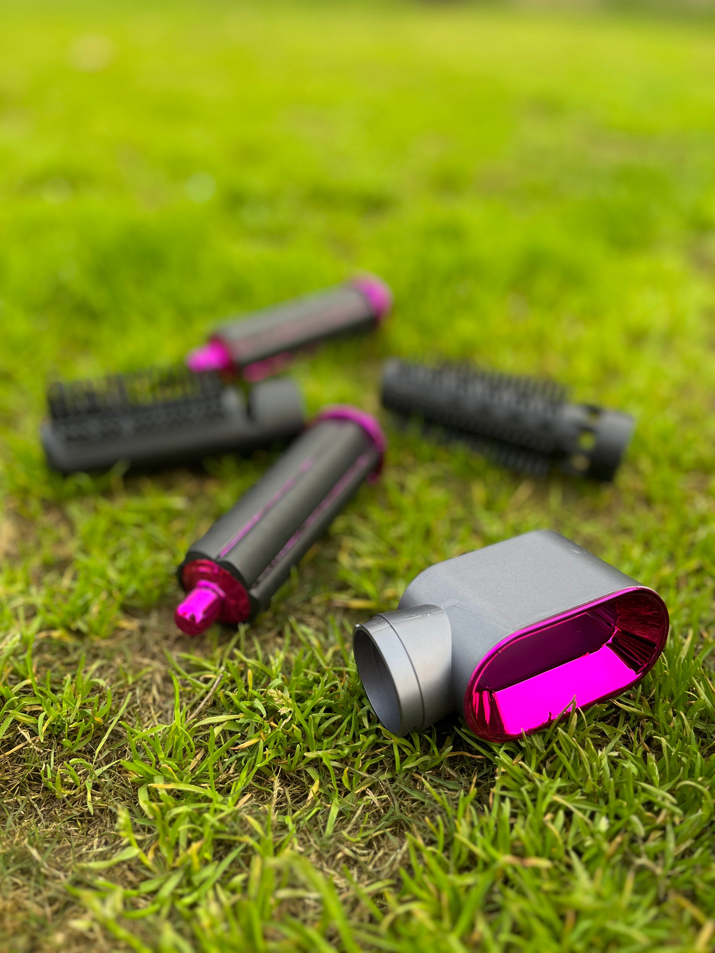 High Quality 5 In 1 Hair Styler Brush | Hair Straightener, Curler, Blow Dryer & Volumizer | Negative Ionic Electric Air Wrap With Detachable Brush Heads (Random Color)